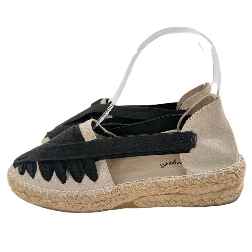 Free people flats 36 6 black beige suede dorsay Espadrilles coastal granny